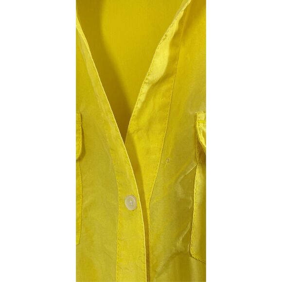Express Yellow Long Sleeve Button Up Shirt Blouse Size S Collared Pockets - Picture 6 of 9